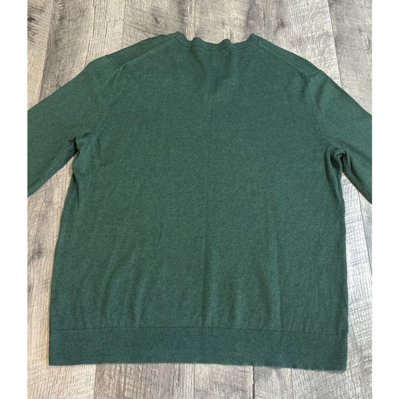Banana Republic Sweater Mens Large Green Premium Luxe Yarn Silk Cashmere Holiday - Picture 5 of 9